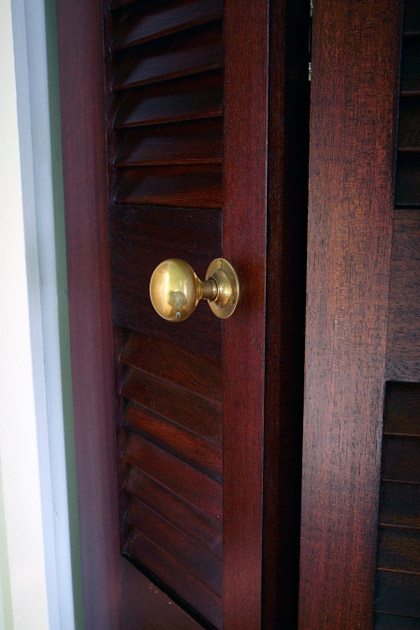 Custom Wooden Louvered Door Closeup